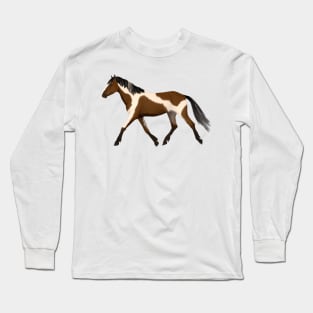 Skewbald horse trotting Long Sleeve T-Shirt